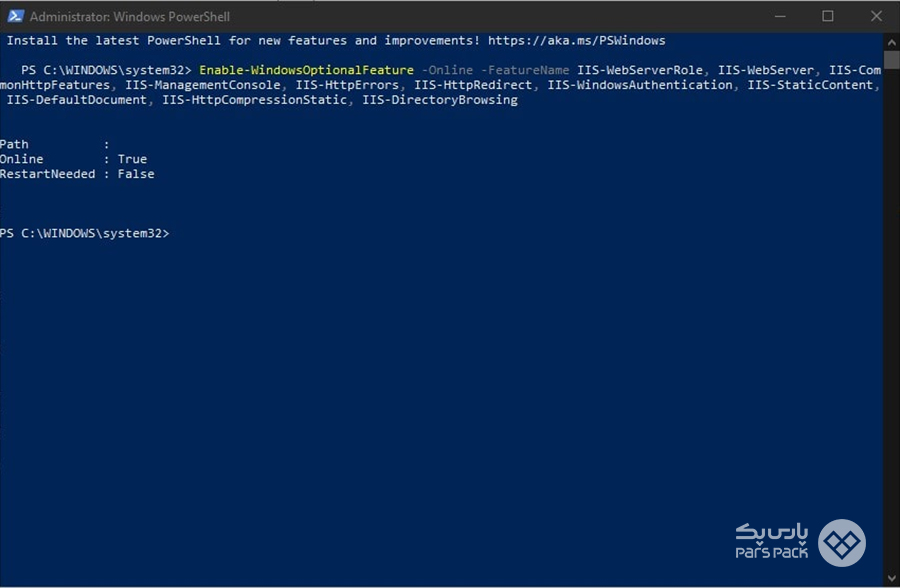 آموزش نصب IIS با استفاده از Powershell نصب IIS با استفاده از Powershell در ویندوز ۱۰