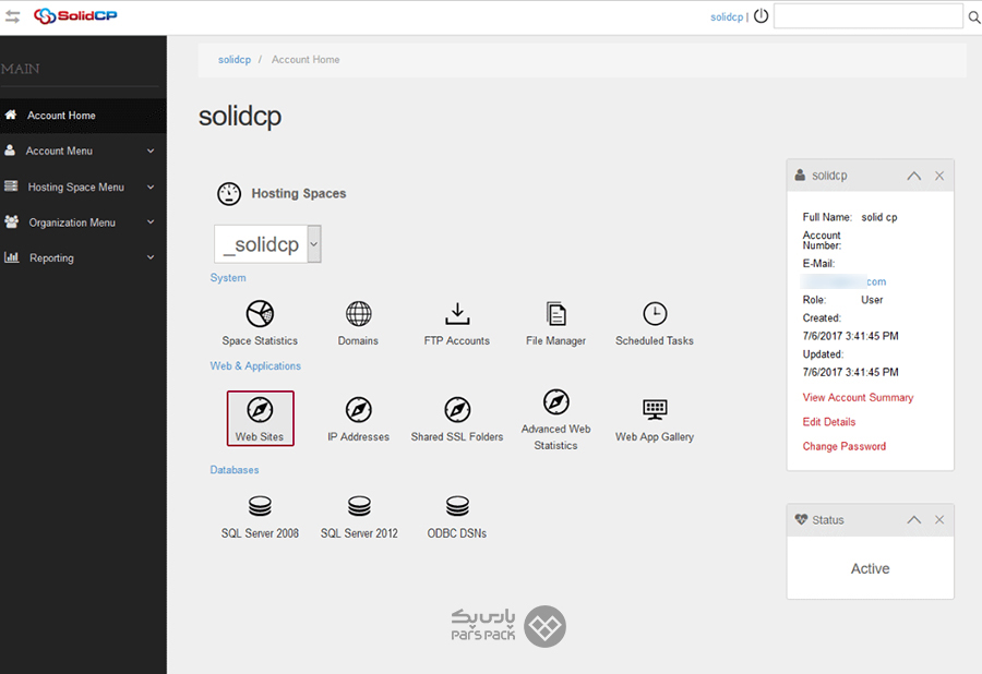 ایجاد وب‌ سایت در SolidCP 