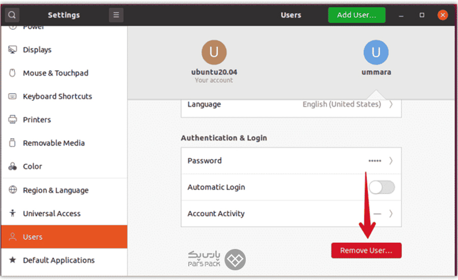 حذف کاربر در Ubuntu از رابط گرافیکی حذف کاربر در Ubuntu