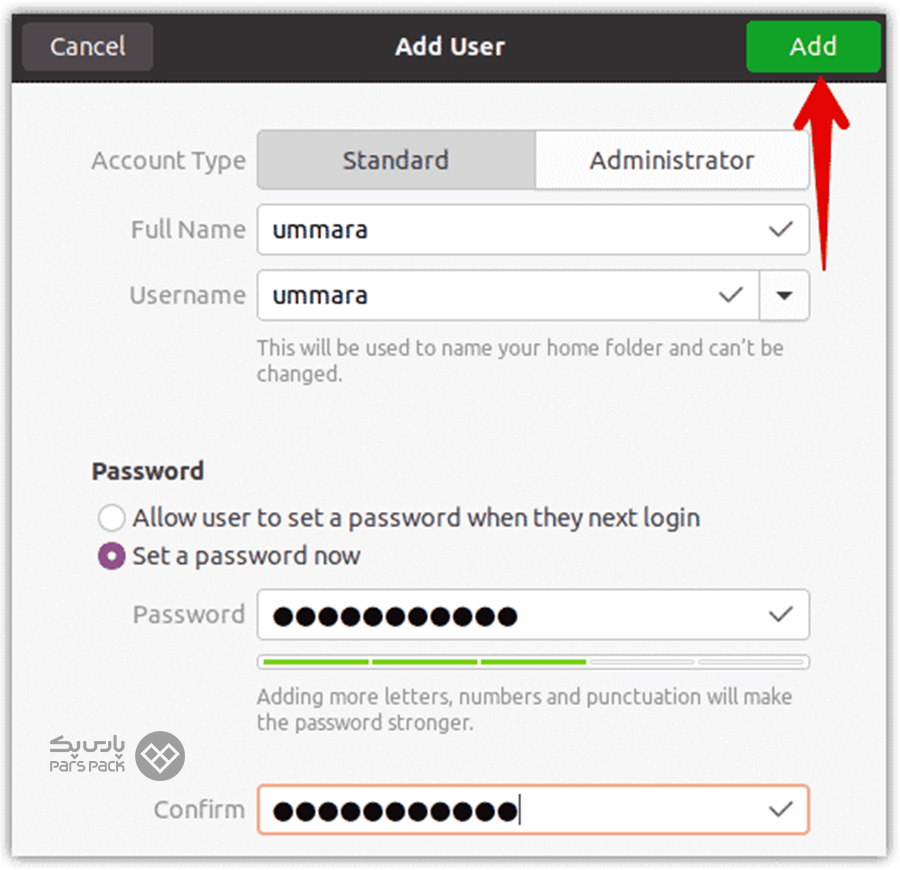 اضافه کردن کاربر در ubuntu