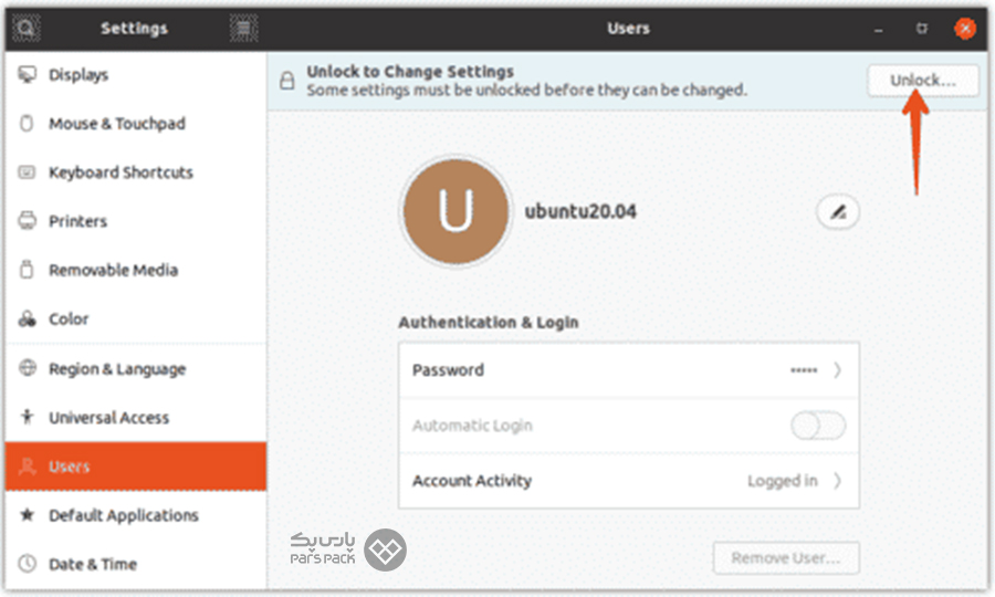 ایجاد کاربر در Ubuntu ازطریق رابط گرافیکی ایجاد کاربر در Ubuntu