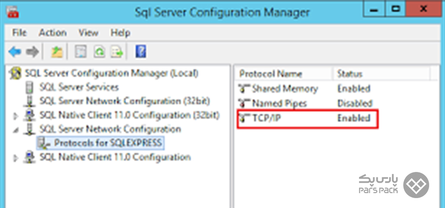 روی گزینه SQL Server Network Configuration کلیک کنید برطرف کردن خطای لاگین در SQL Server