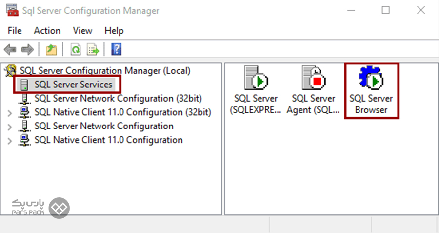 از اجرای سرویس های مورد نیاز مطمئن شوید رفع مشکل احراز هویت در هنگام اتصال به SQL Server