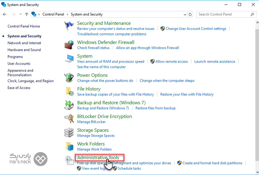 روی گزینه Administration Tools کلیک کنید مشکل خطای اتصال به SQL سرور