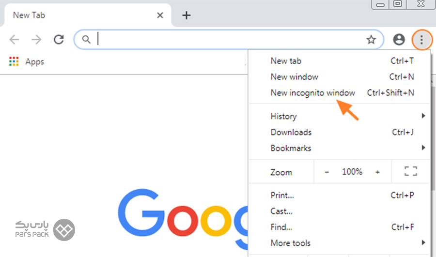از تب incognito کروم استفاده کنید روش های رفع کردن خطای 404