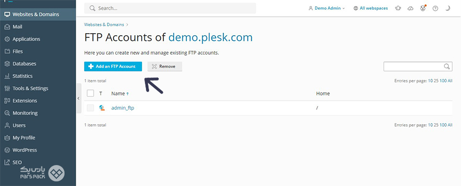 ایجاد اکانت FTP در Plesk ایجاد اکانت FTP در Plesk