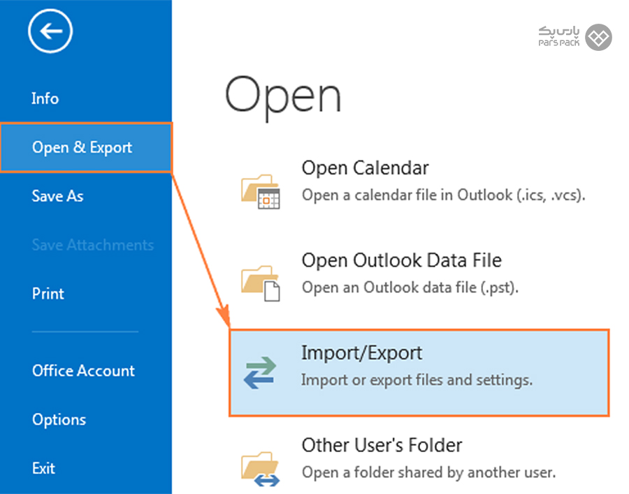 نحوه بکاپ گرفتن از ایمیل Outlook ازطریق Exporting نحوه بکاپ گرفتن از ایمیل اوت لوک