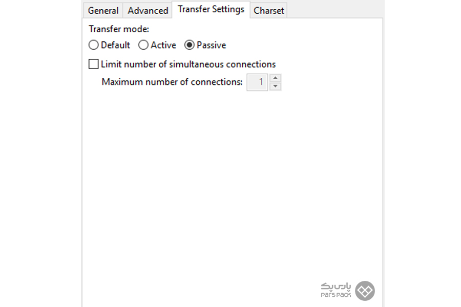 گزینه Passive را در تب Transfer Settings انتخاب کنید متصل نشدن Filezilla به FTP