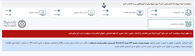 نحوه فعالسازی ترافیک نیم بها برای کاربران سایت انتخاب گزینه شروع در قسمت شبکه ملی اطلاعات