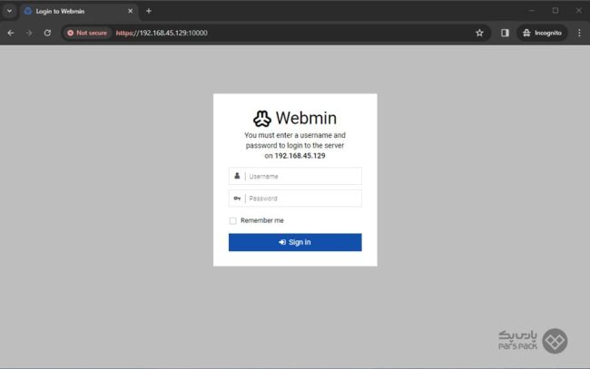 وارد کردن IP برای ورود به پنل نحوه دسترسی و ورود به پنل Webmin