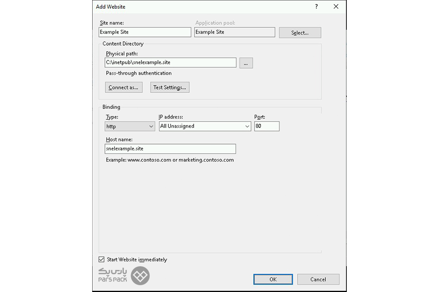 مزایای نصب SSL روی IIS نام دامنه خود را در قسمت Host Name وارد کنید