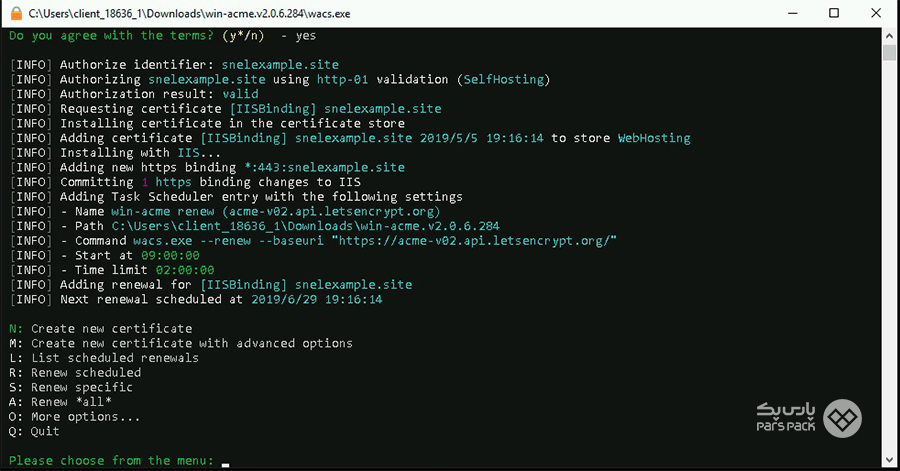 آموزش نصب گواهینامه امنیتی SSL در IIS نصب گواهی SSL با برنامه Win-Acme Client