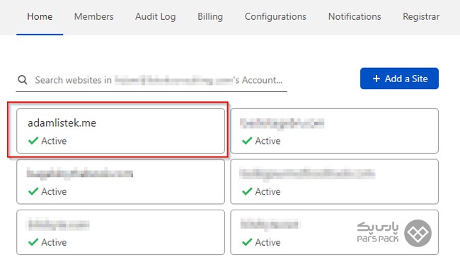 انتخاب وب سایت برای فعالسازی SSL انتخاب وب سایت مورد نظر