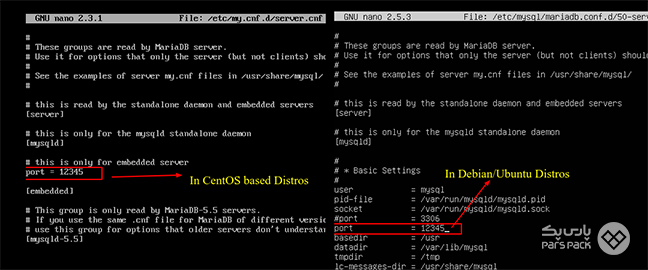 تغییر پورت پیشفرض در فایل پیکربندی MySQL صفحه فایل پیکربندی MySQL و تغییر پورت پیشفرض MySQL