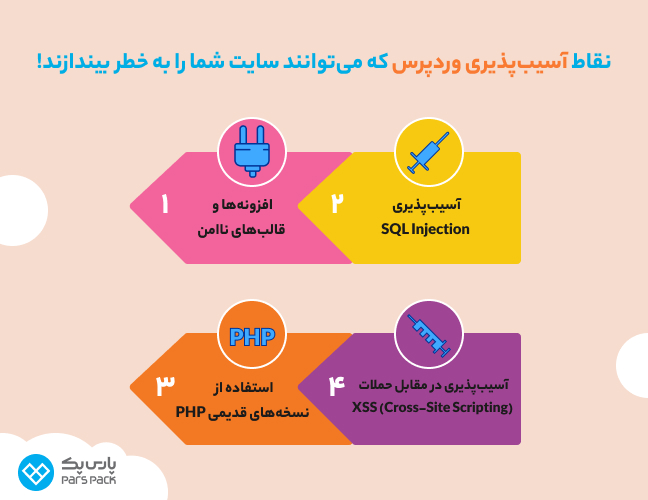 چگونه نقاط آسیبپذیری وردپرس را شناسایی کنیم؟ اینفوگرافیک نقاط آسیبپذیری وردپرس