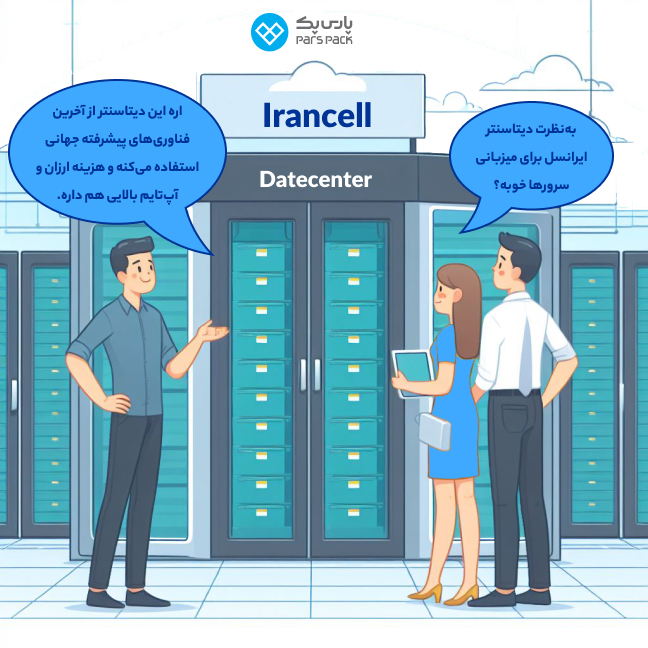 خدمات دیتاسنتر ایرانسل برای کاربران اینفوگرافیک فضای دیتاسنتر و انتخاب مشتریان برای استفاده از آن