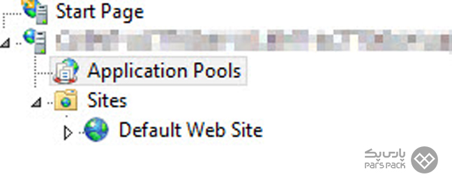 صفحه IIS Manager و کلیک روی گزینه Application Pools 