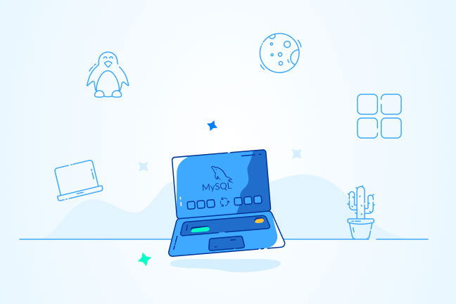 تصویر کارتونی لپ‌تاپ که روی صفحه نمایس آن تغییر پسورد root در MySQL نشان داده شده است