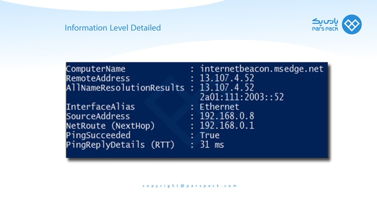 Test-NetConnection پاورشل