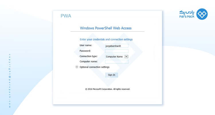 windows powershell web access دستور WebApplicationName